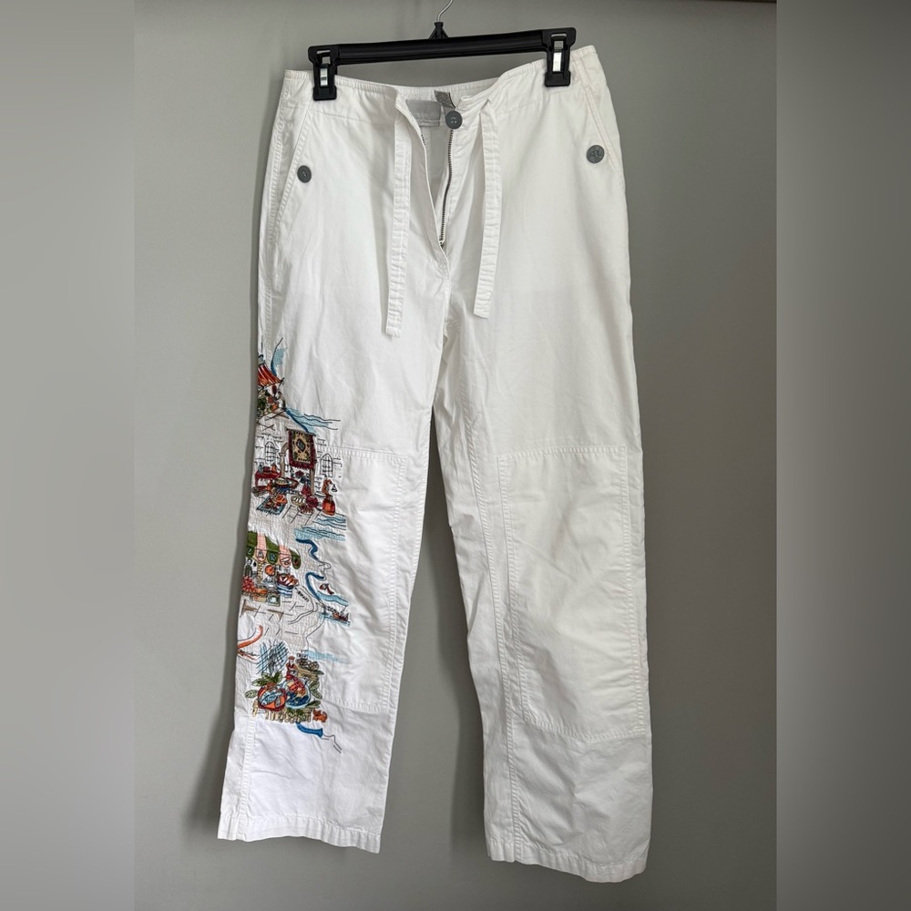Chico's White Pants with Colorful Embroidery
